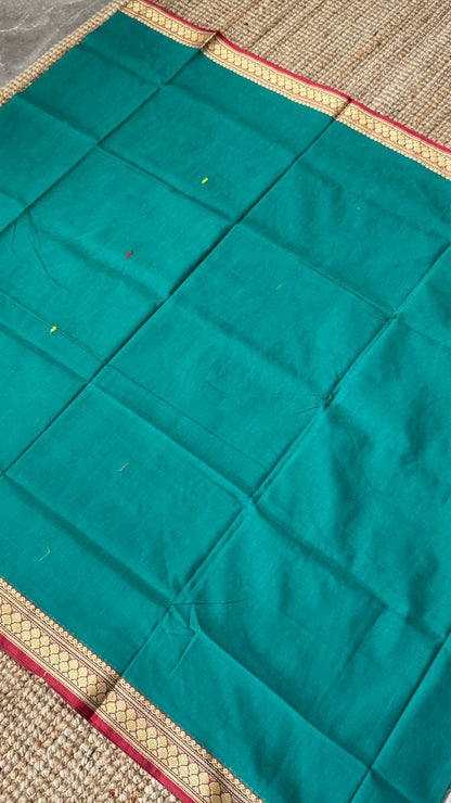 Soft Chettinad Cotton Sarees - Traditional Rama Blue