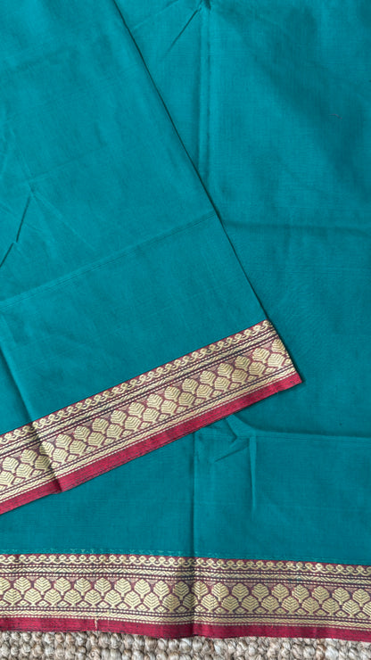 Soft Chettinad Cotton Sarees - Traditional Rama Blue
