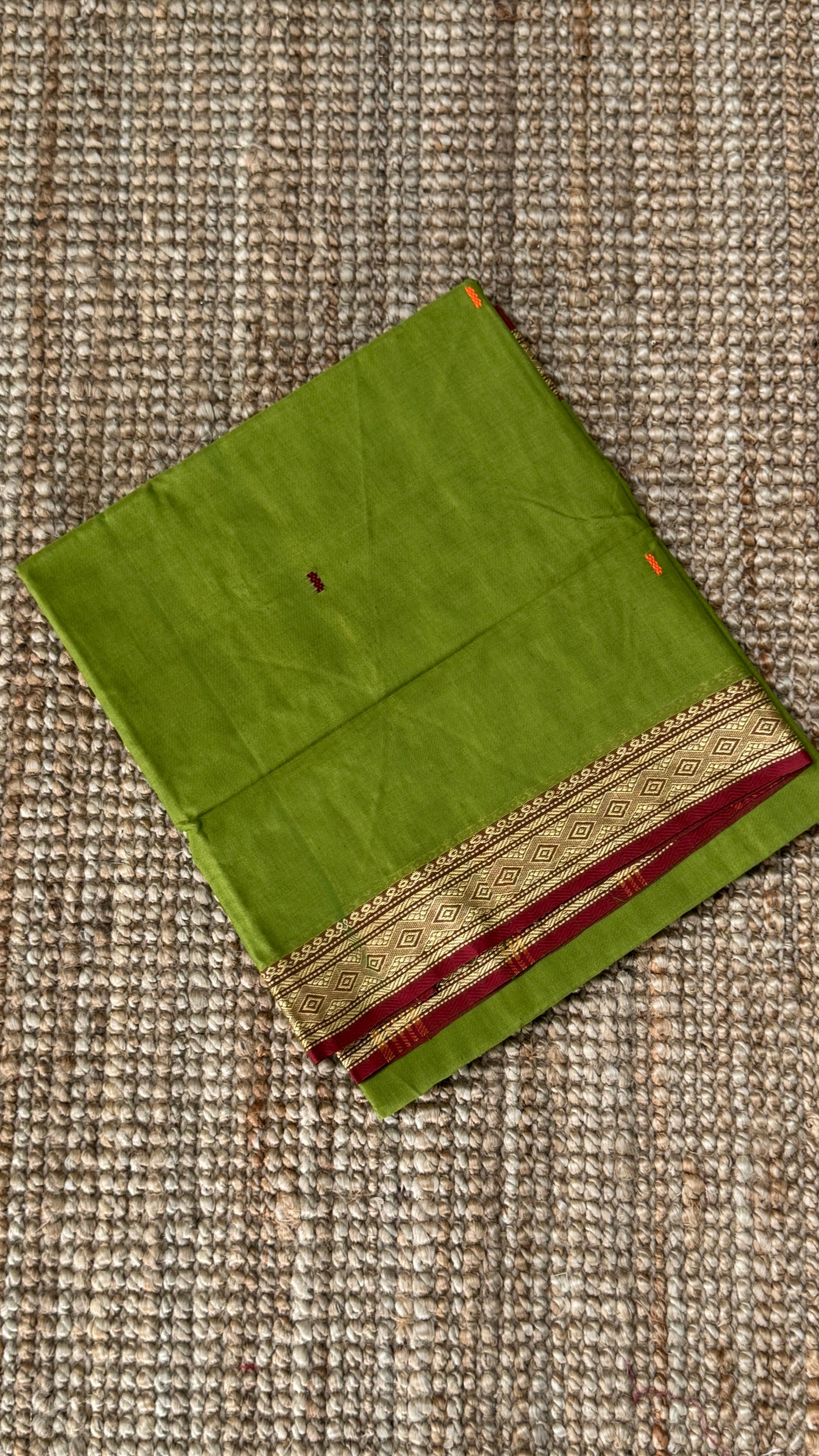 Soft Chettinad Cotton Sarees - Traditional Parrot Green