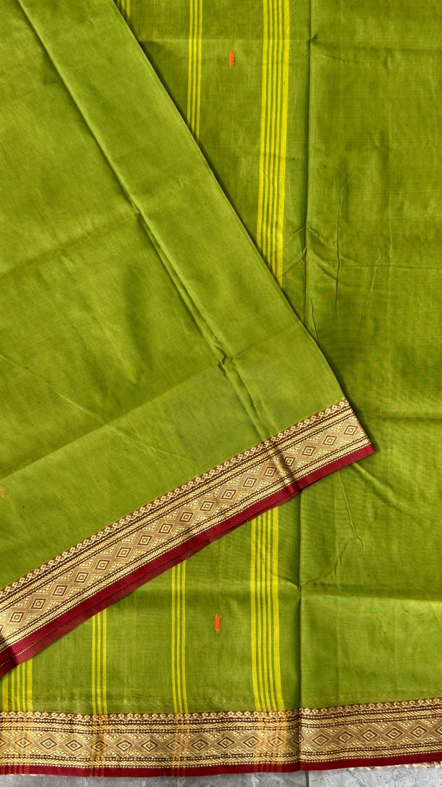 Soft Chettinad Cotton Sarees - Traditional Parrot Green