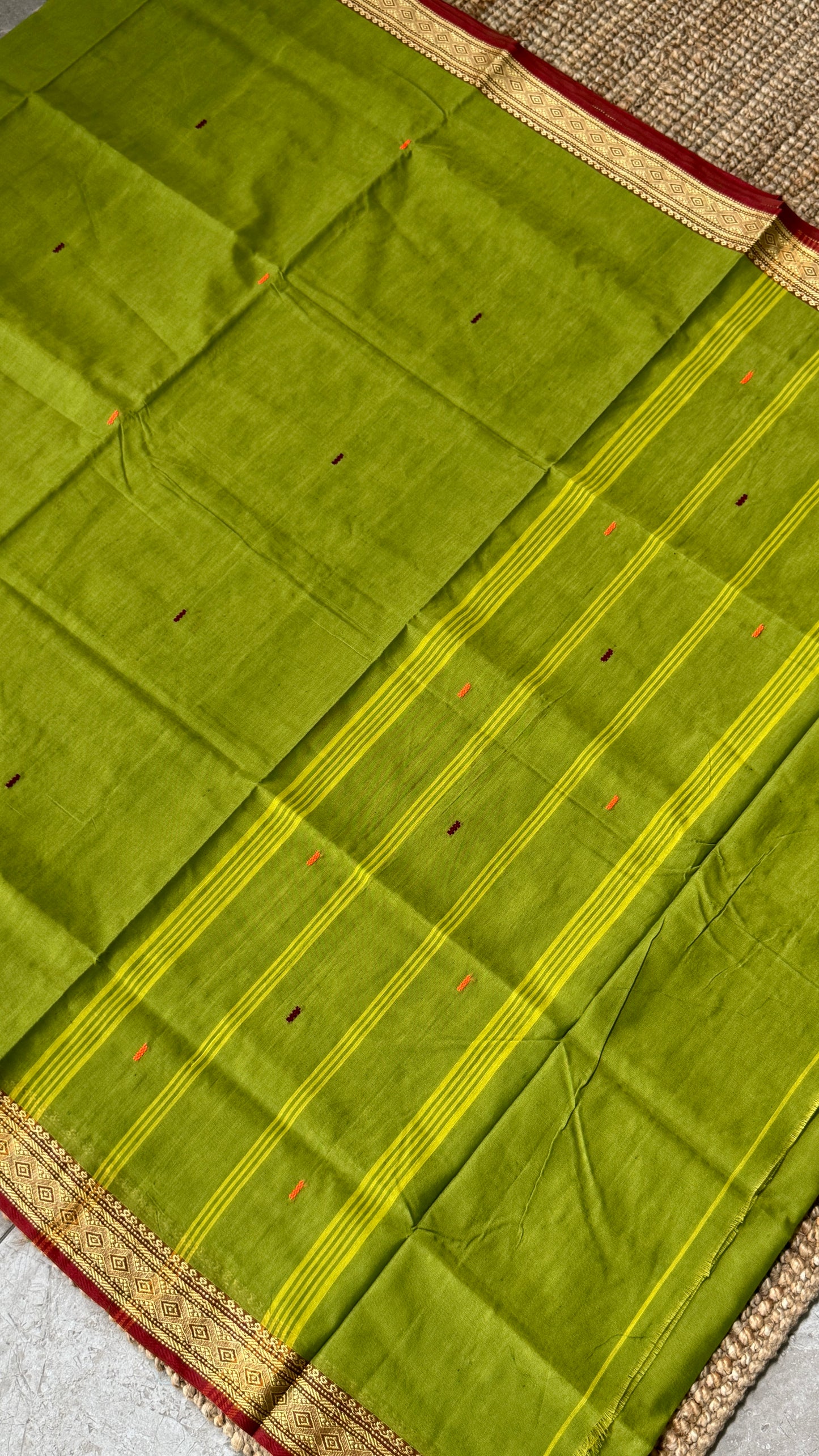Soft Chettinad Cotton Sarees - Traditional Parrot Green