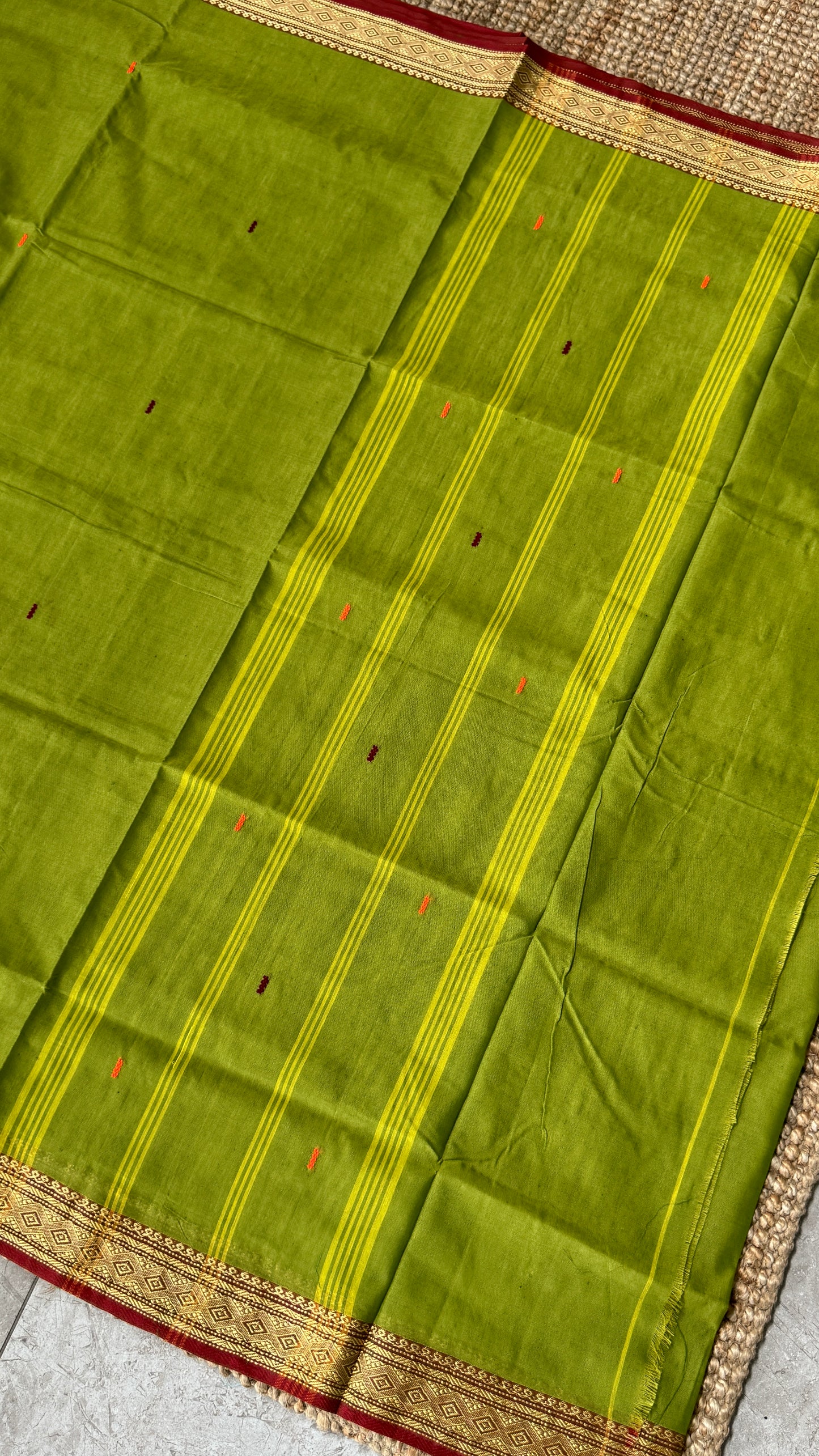 Soft Chettinad Cotton Sarees - Traditional Parrot Green