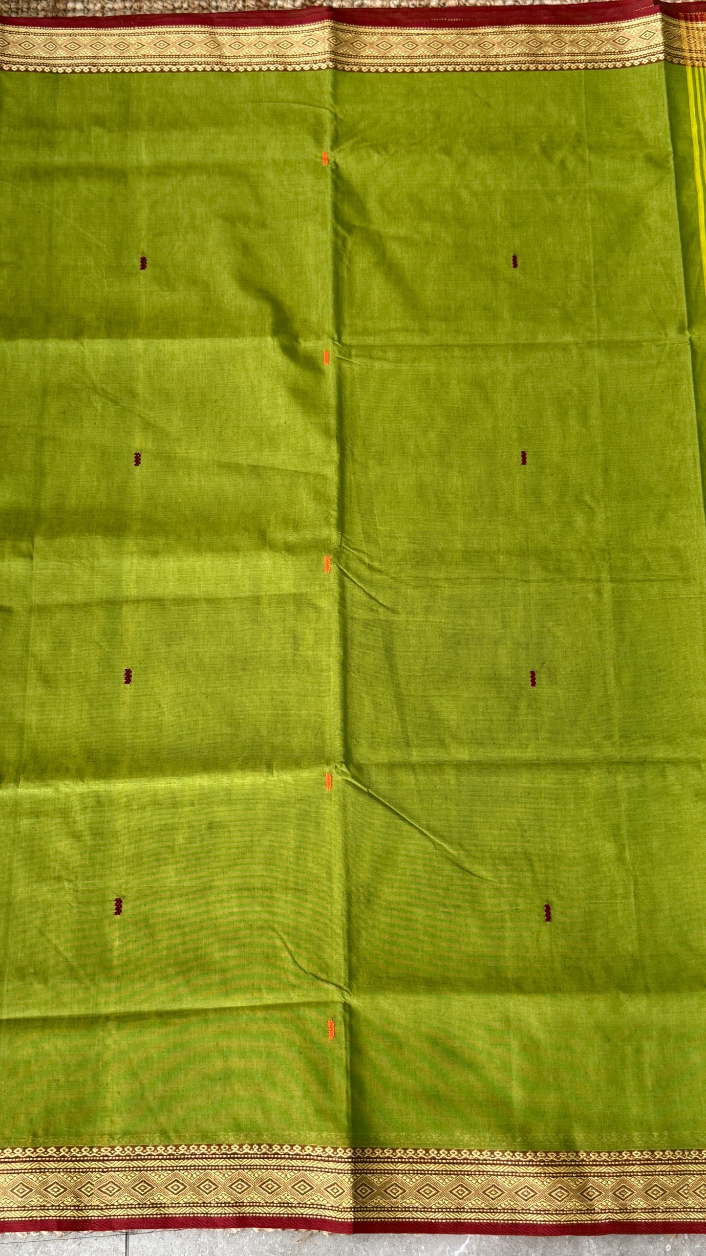Soft Chettinad Cotton Sarees - Traditional Parrot Green