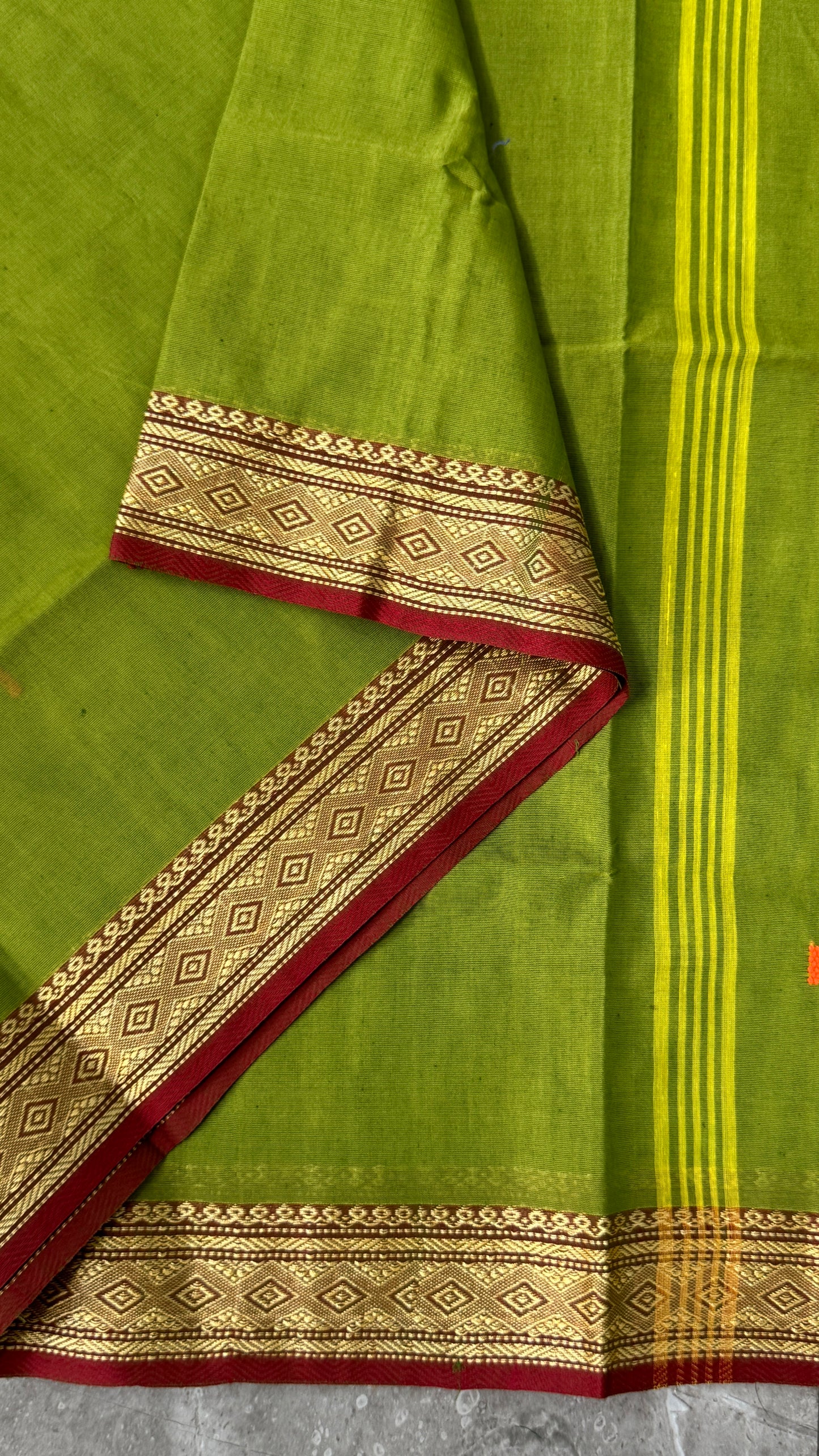 Soft Chettinad Cotton Sarees - Traditional Parrot Green