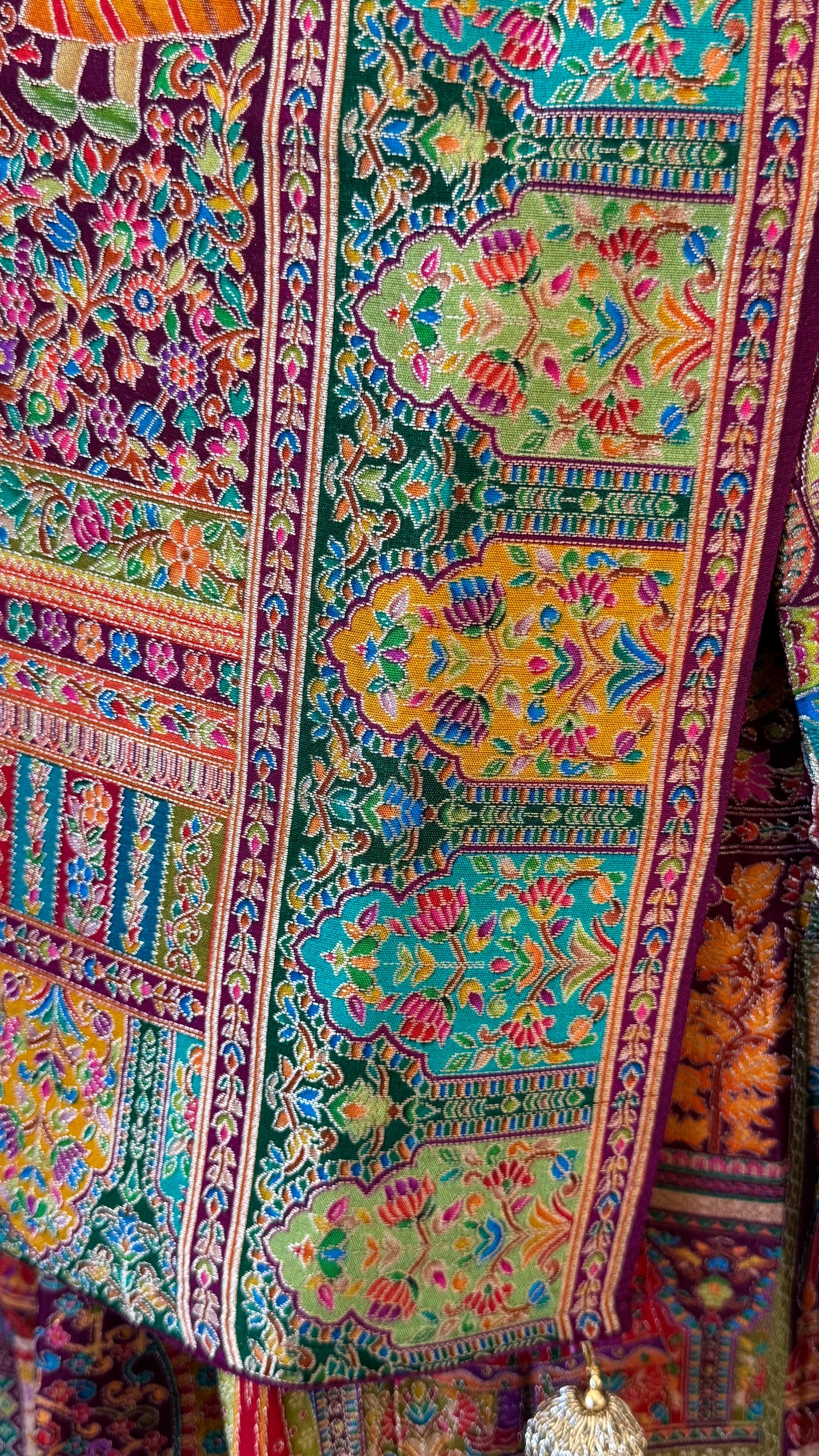A Kashmiri Pashmina Banarasi Handwoven Storytelling Sarees - Wine