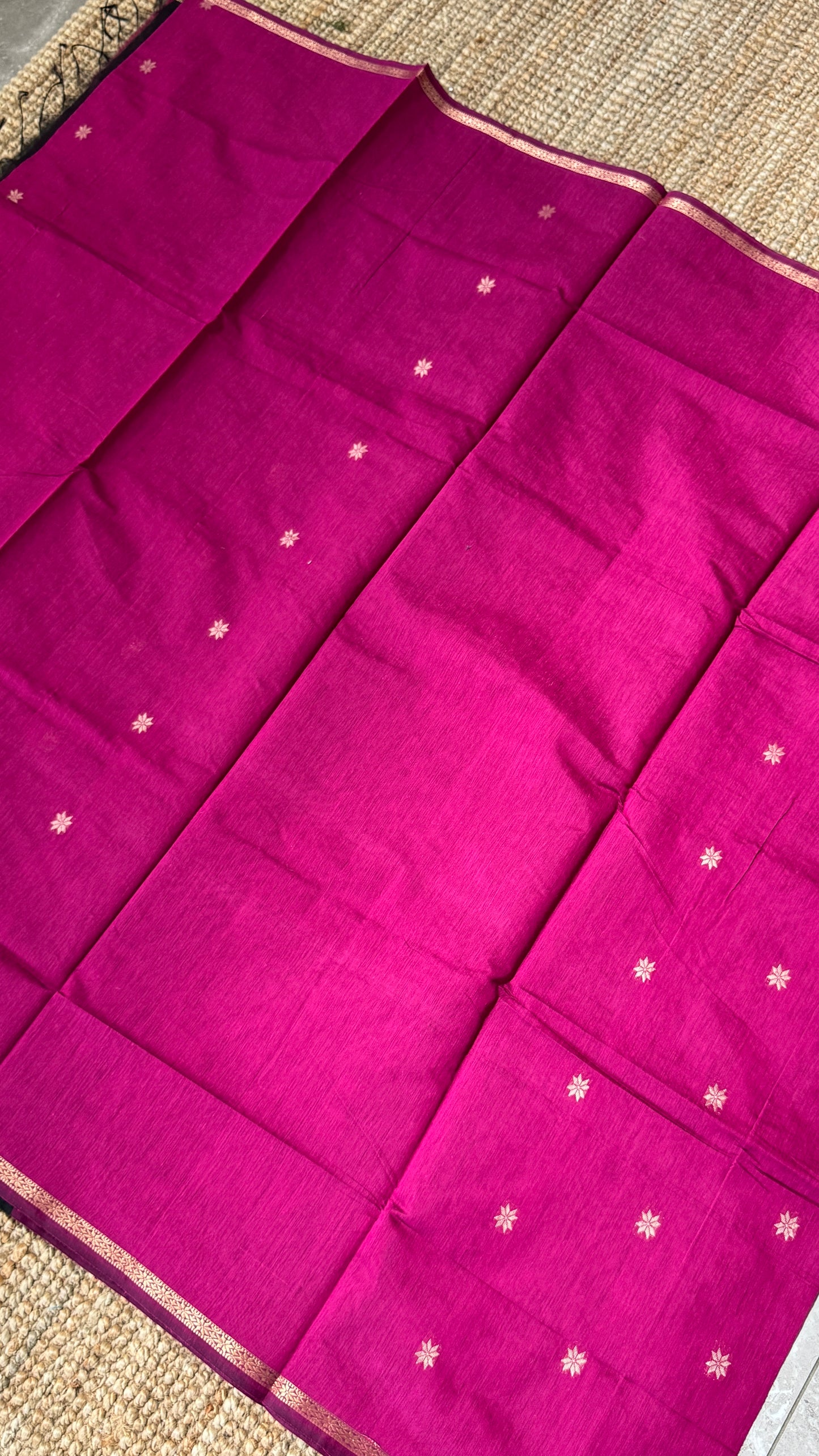 Purely Hand-Woven - Pink Cotton Silk Saree with Black Pallu