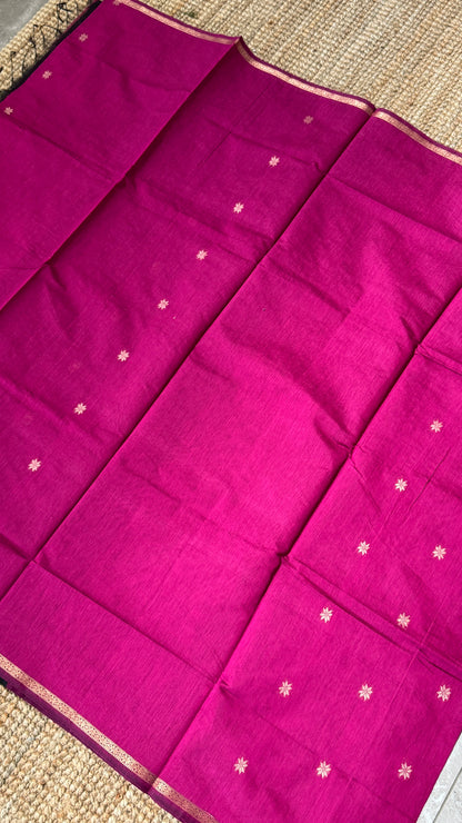 Purely Hand-Woven - Pink Cotton Silk Saree with Black Pallu