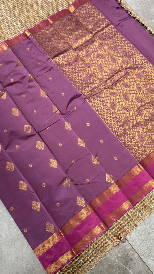 Semi Soft Silk Saree – Mauve Body with Pink RettaPetta  Border