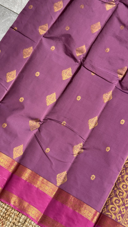 Semi Soft Silk Saree – Mauve Body with Pink RettaPetta  Border