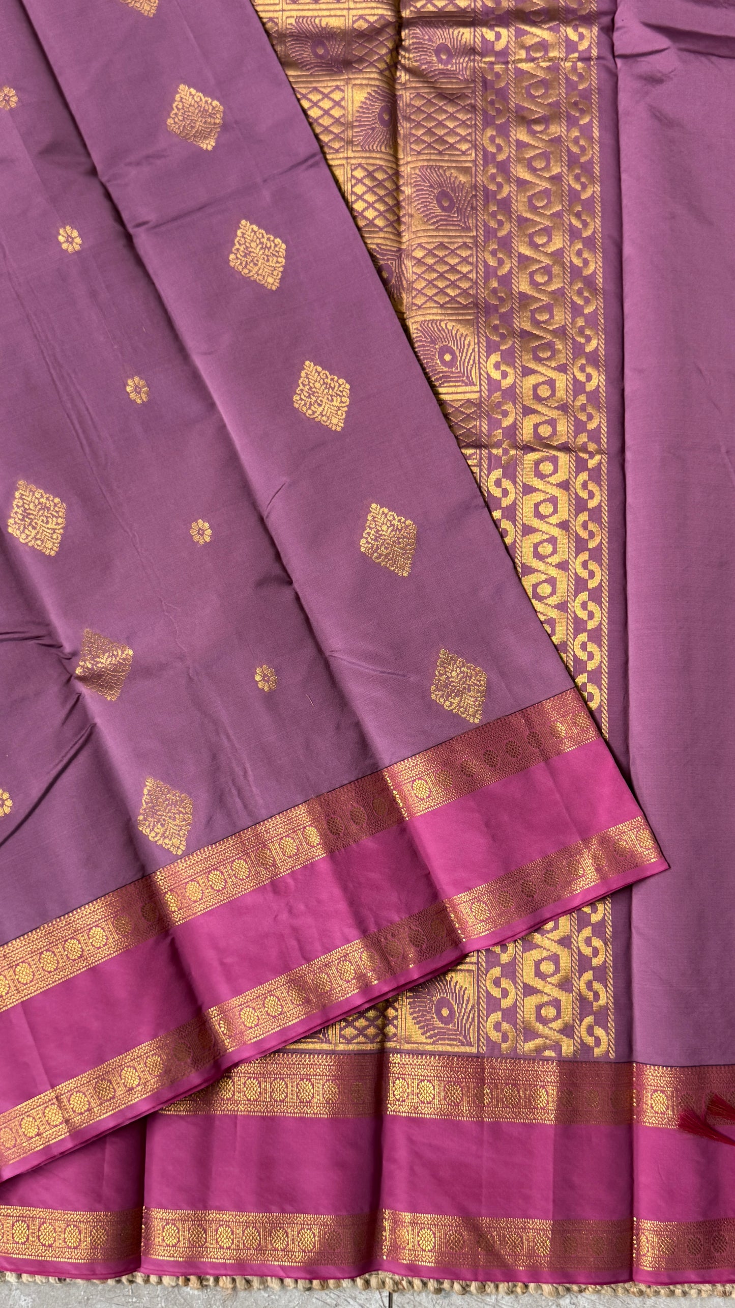 Semi Soft Silk Saree – Mauve Body with Pink RettaPetta  Border