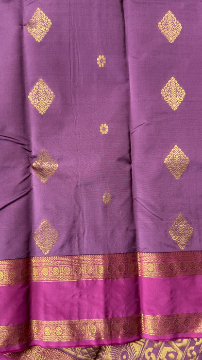 Semi Soft Silk Saree – Mauve Body with Pink RettaPetta  Border