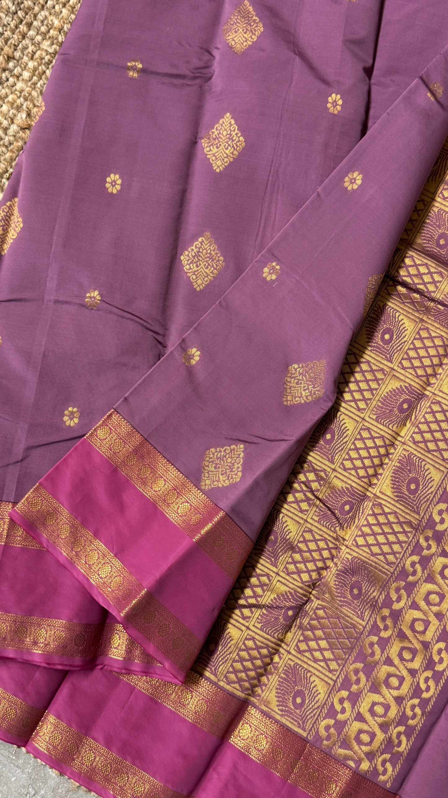 Semi Soft Silk Saree – Mauve Body with Pink RettaPetta  Border
