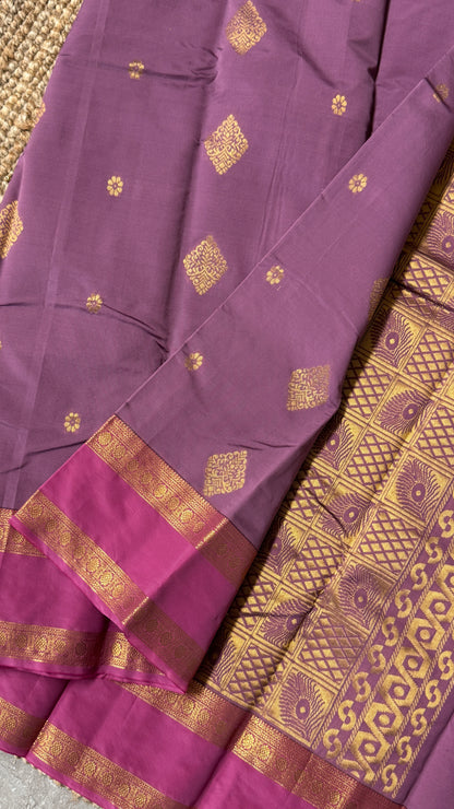 Semi Soft Silk Saree – Mauve Body with Pink RettaPetta  Border