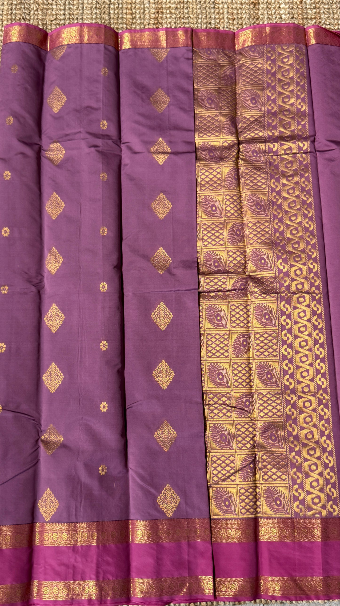 Semi Soft Silk Saree – Mauve Body with Pink RettaPetta  Border
