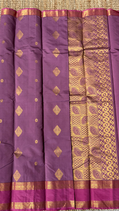 Semi Soft Silk Saree – Mauve Body with Pink RettaPetta  Border