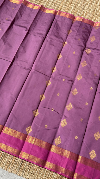 Semi Soft Silk Saree – Mauve Body with Pink RettaPetta  Border