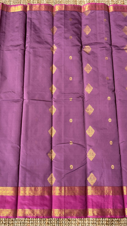 Semi Soft Silk Saree – Mauve Body with Pink RettaPetta  Border