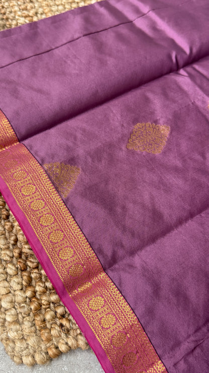 Semi Soft Silk Saree – Mauve Body with Pink RettaPetta  Border