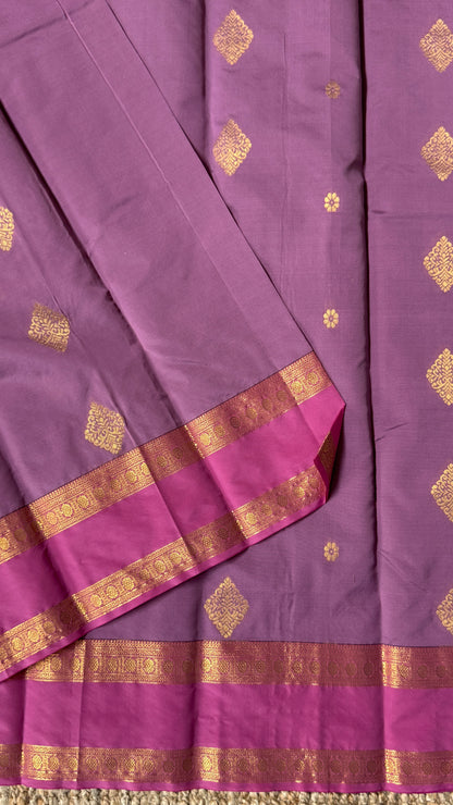 Semi Soft Silk Saree – Mauve Body with Pink RettaPetta  Border