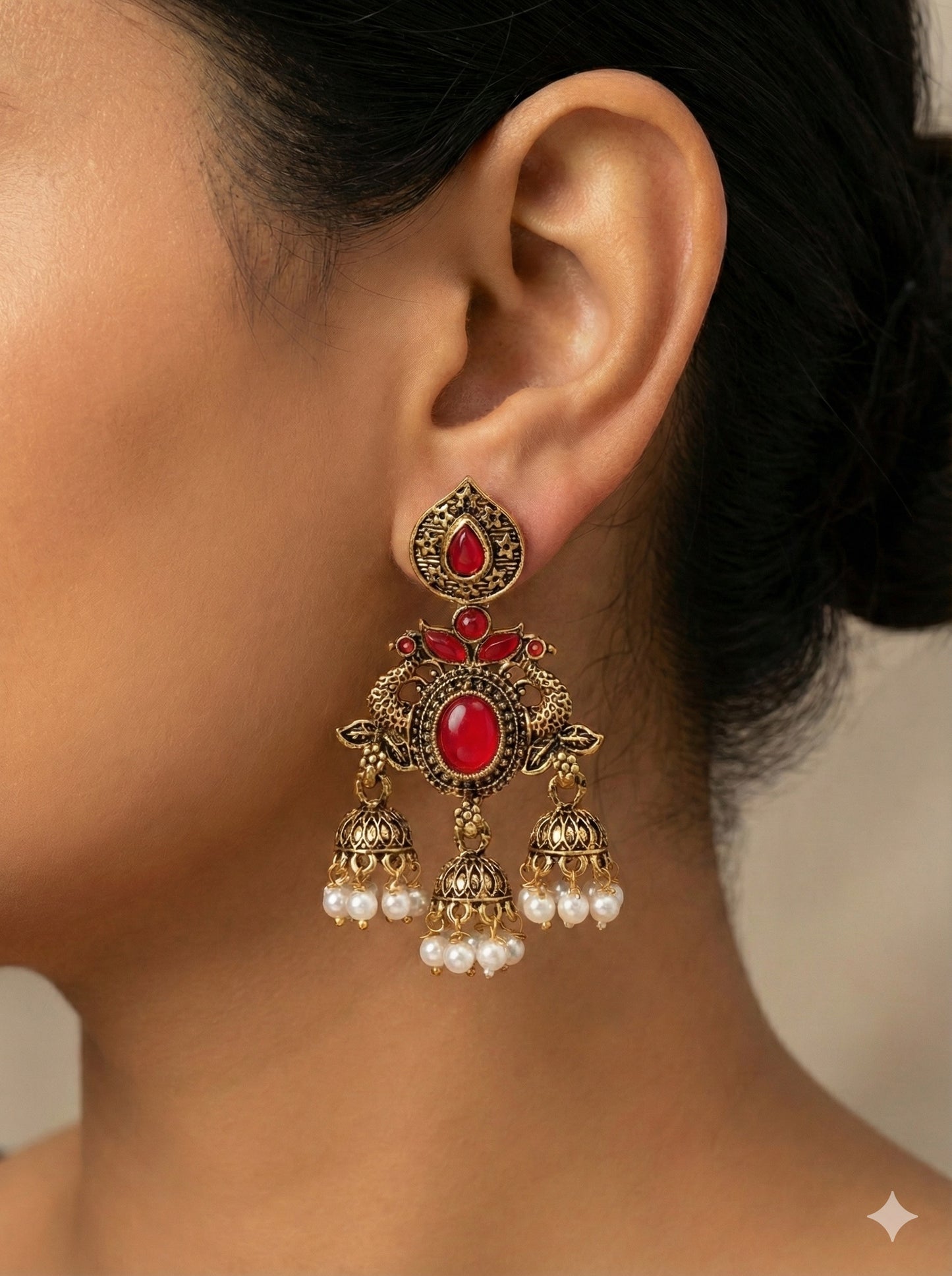 Gorgeous Designer Hangings Set - Red Stone