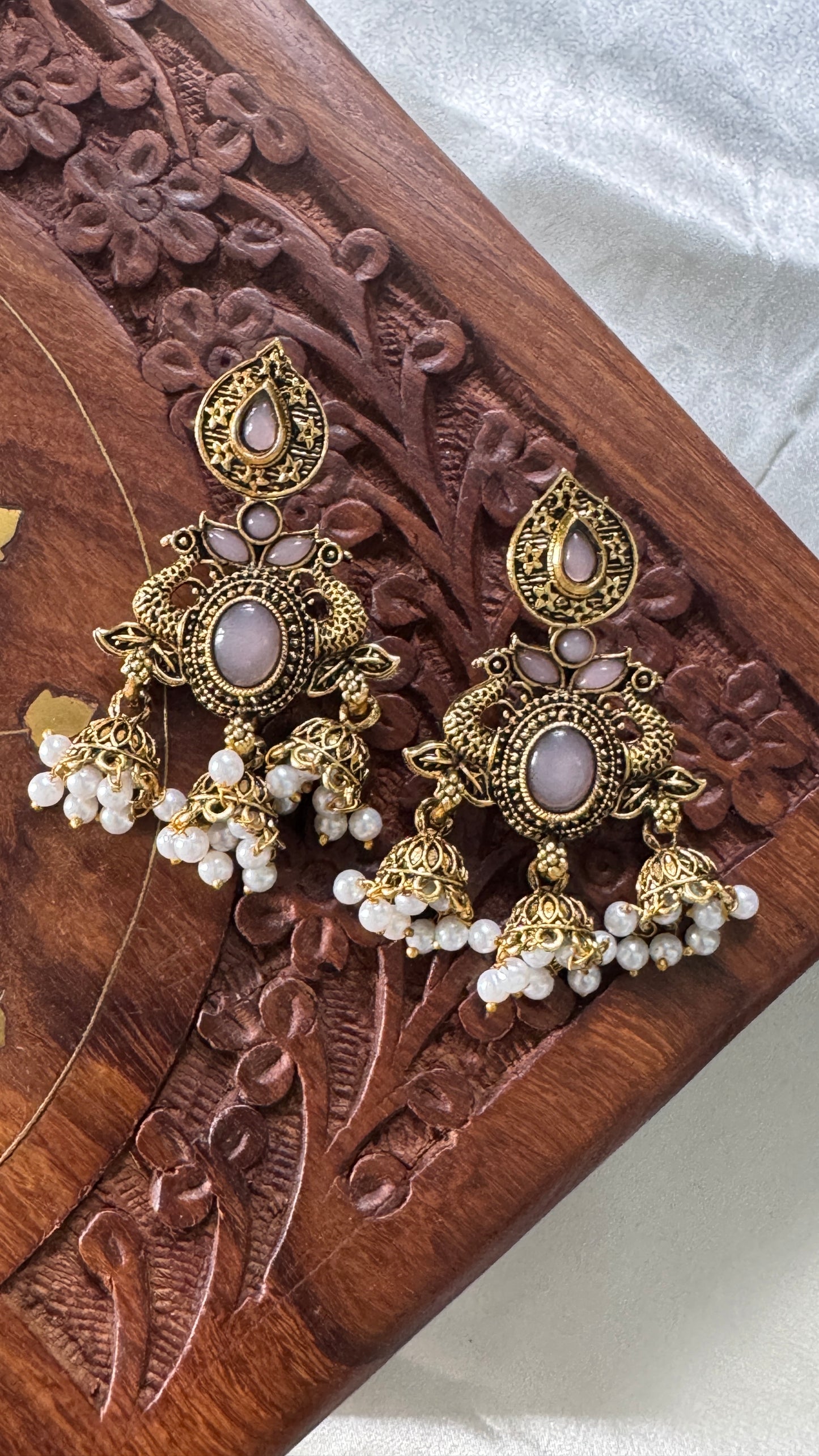 Gorgeous Designer Hangings Set - Baby Pink Stone