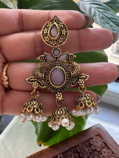 Gorgeous Designer Hangings Set - Baby Pink Stone