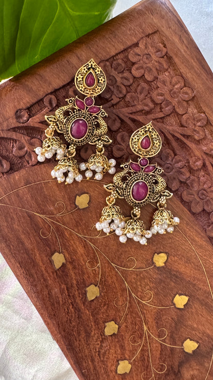 Gorgeous Designer Hangings Set - Pink Stone