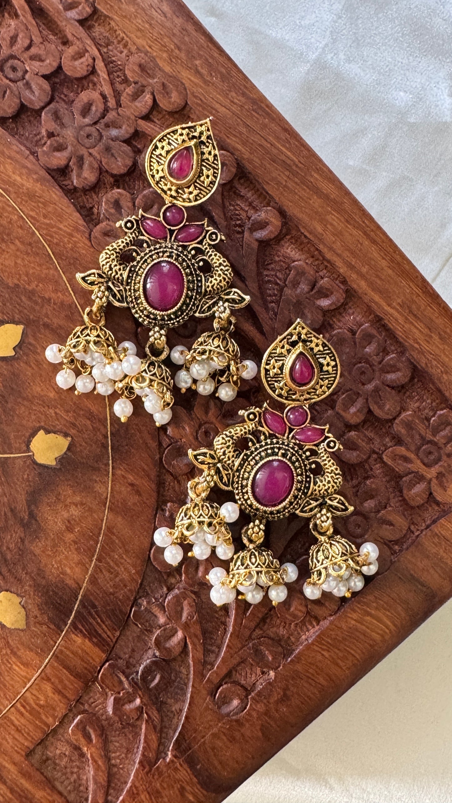 Gorgeous Designer Hangings Set - Pink Stone