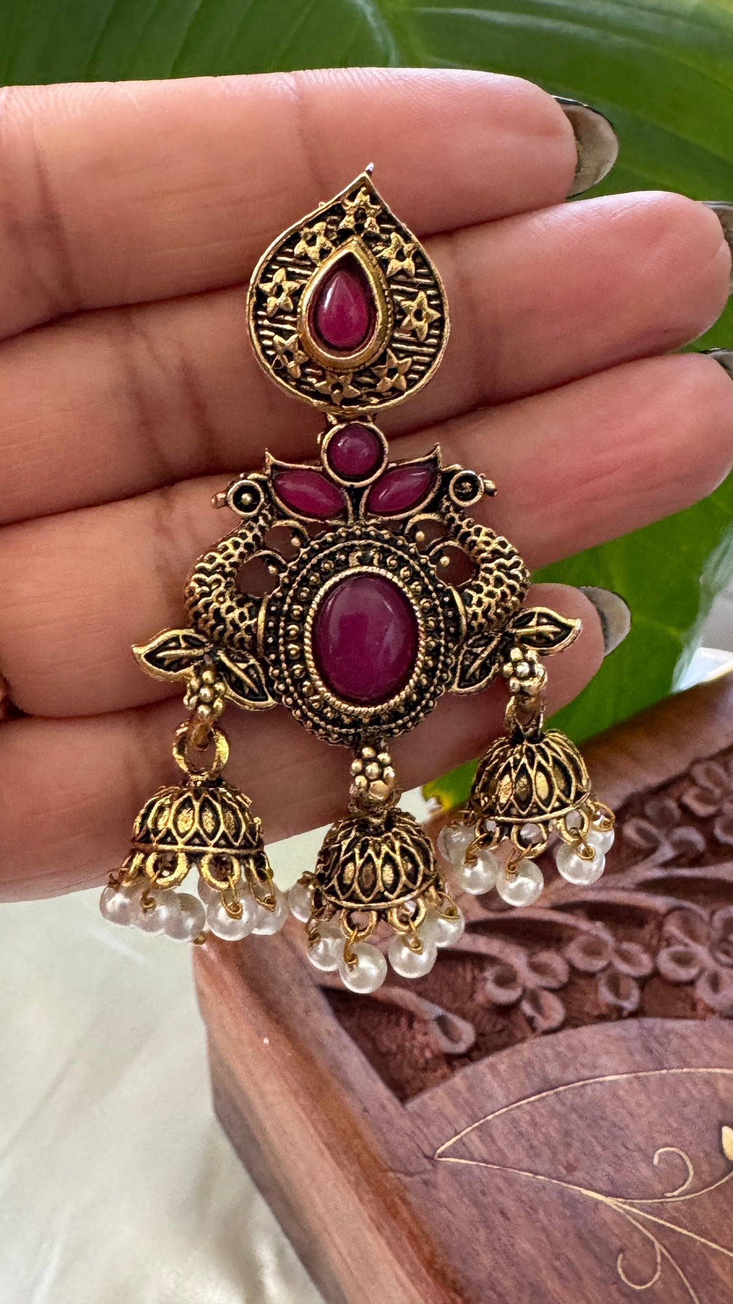 Gorgeous Designer Hangings Set - Pink Stone