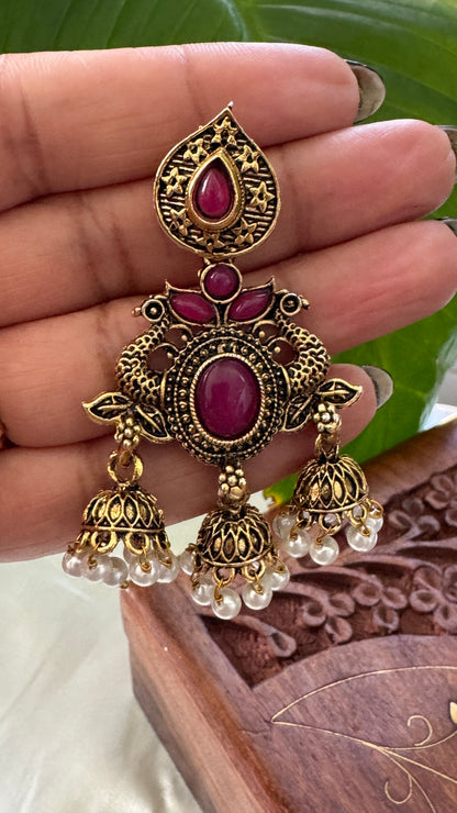 Gorgeous Designer Hangings Set - Pink Stone