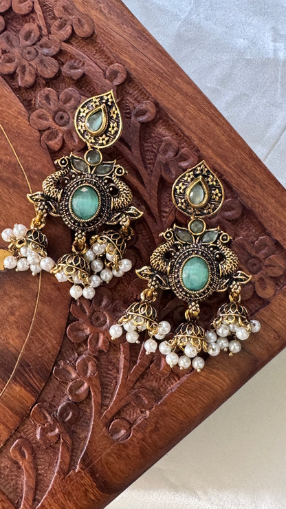 Gorgeous Designer Hangings Set - Mint Green Stone