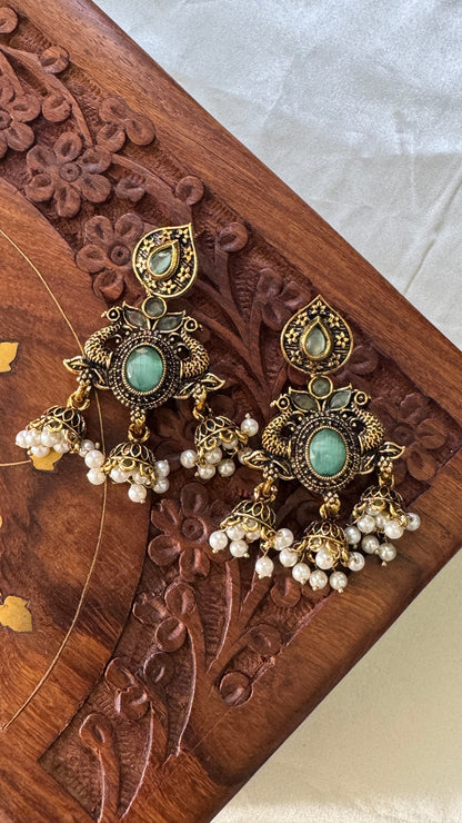 Gorgeous Designer Hangings Set - Mint Green Stone