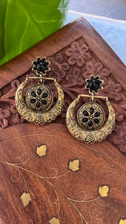 Gorgeous Designer Hangings Set - Black Stone with drops