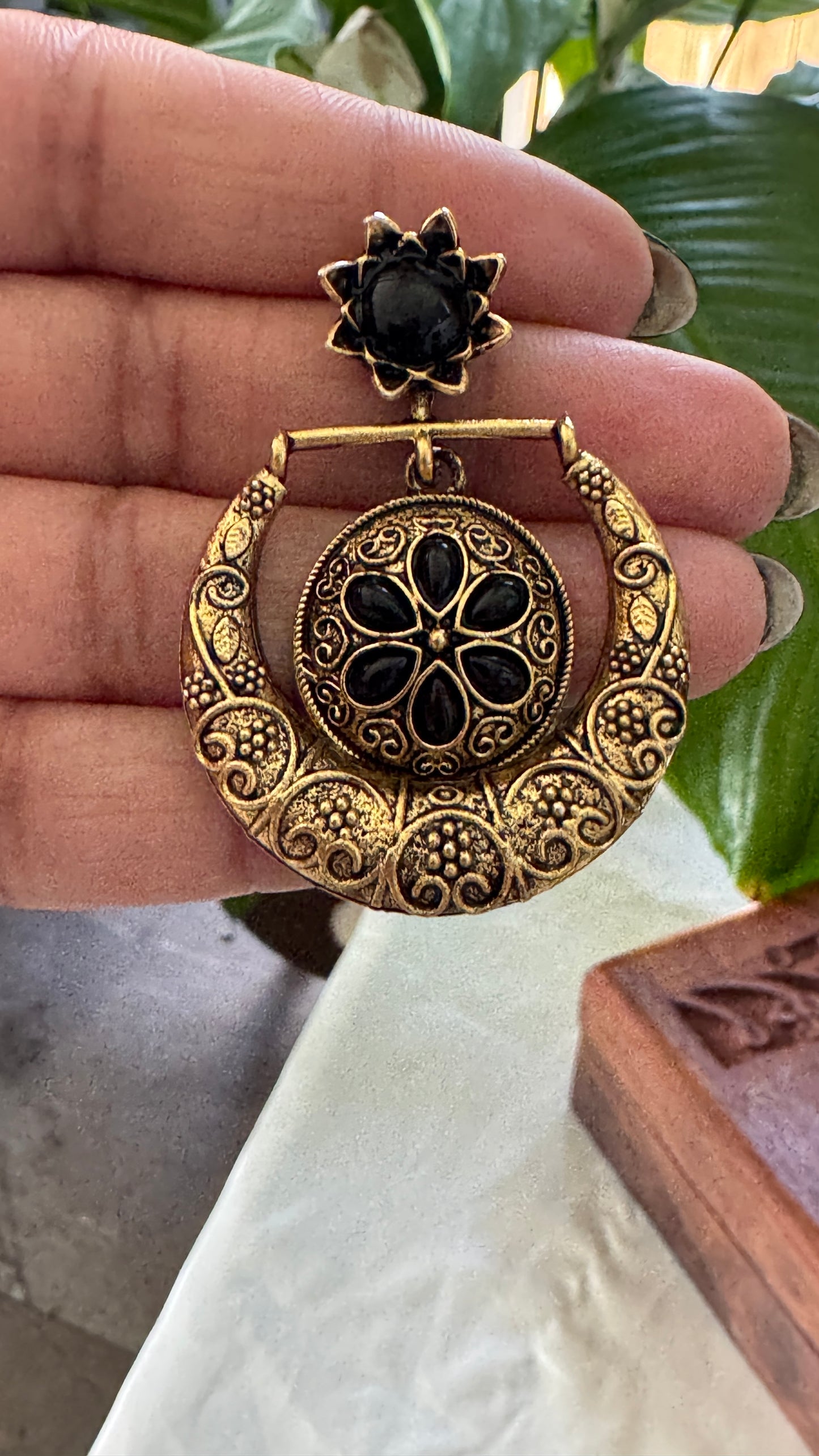 Gorgeous Designer Hangings Set - Black Stone with drops