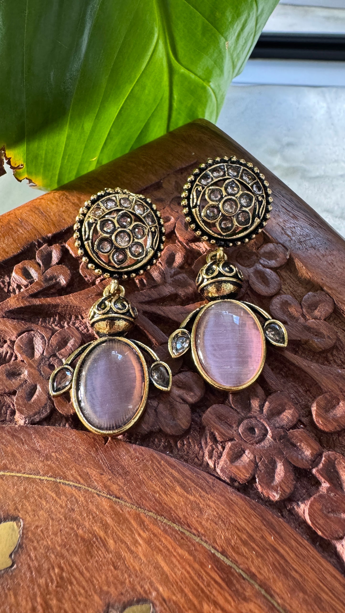 Gorgeous Designer Hangings Set - Baby Pink Stone