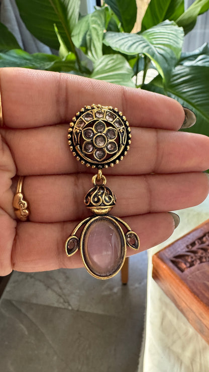 Gorgeous Designer Hangings Set - Baby Pink Stone