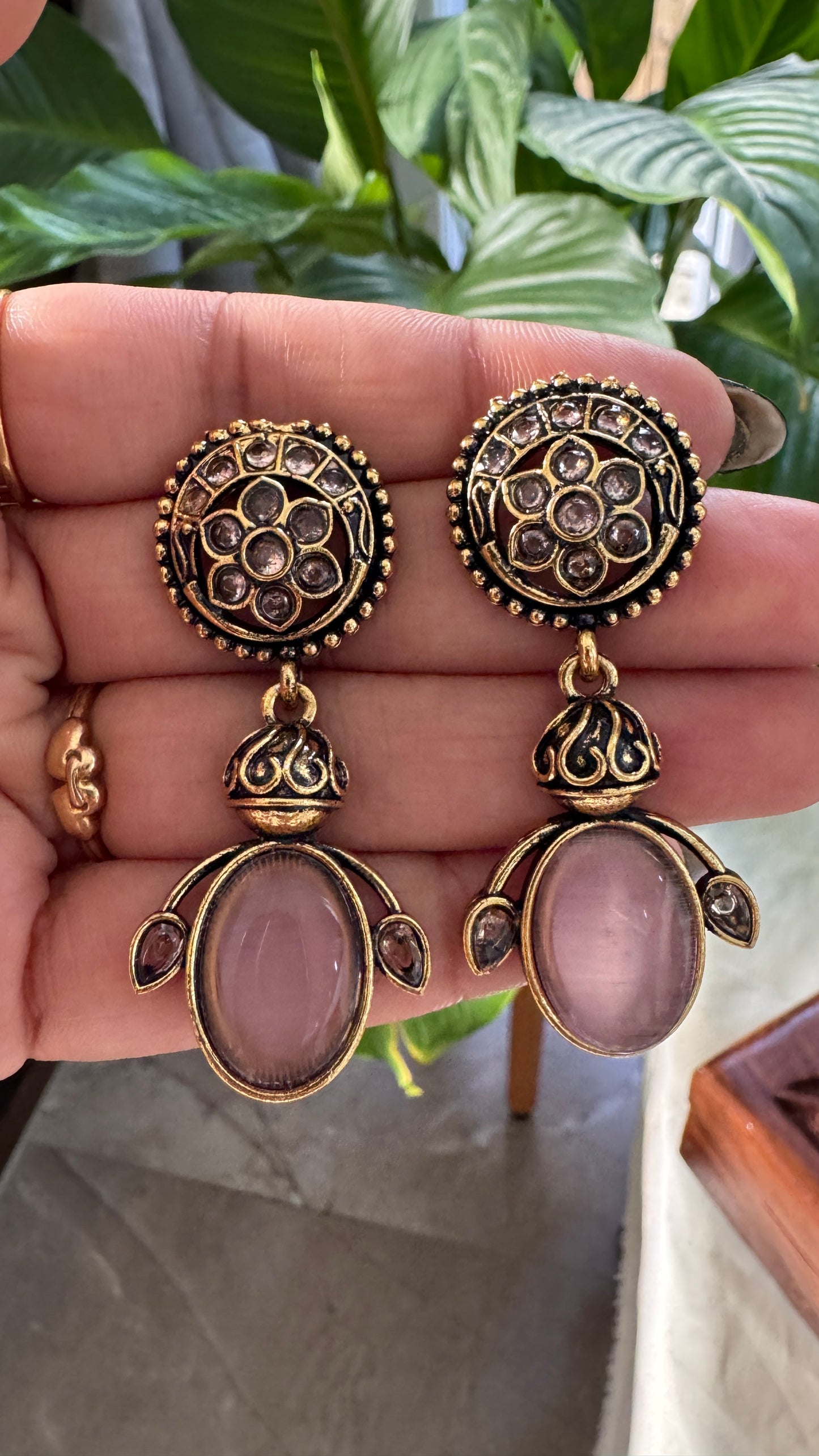 Gorgeous Designer Hangings Set - Baby Pink Stone