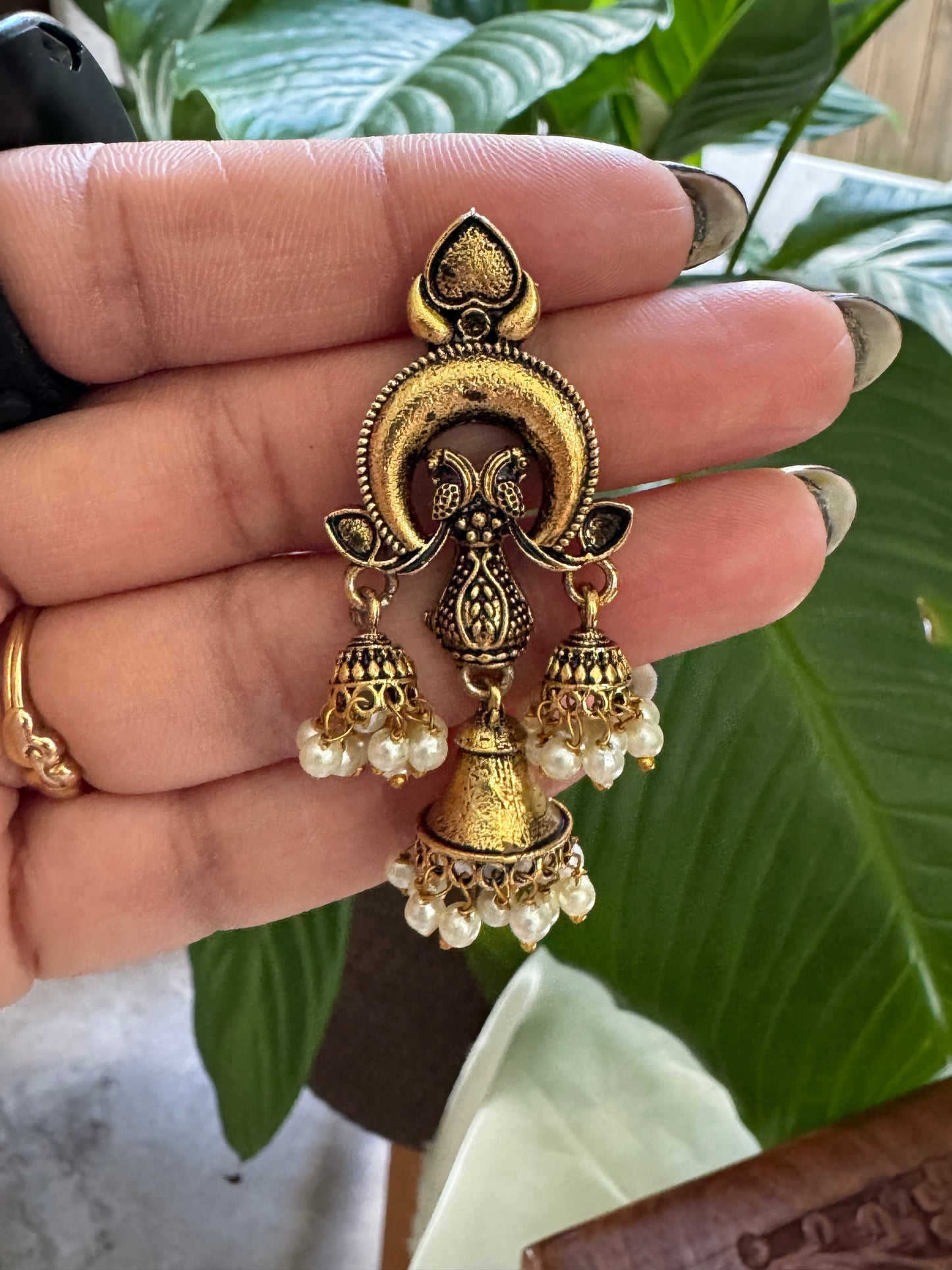 Gorgeous Designer Hangings Set - Gold with Pearl drops