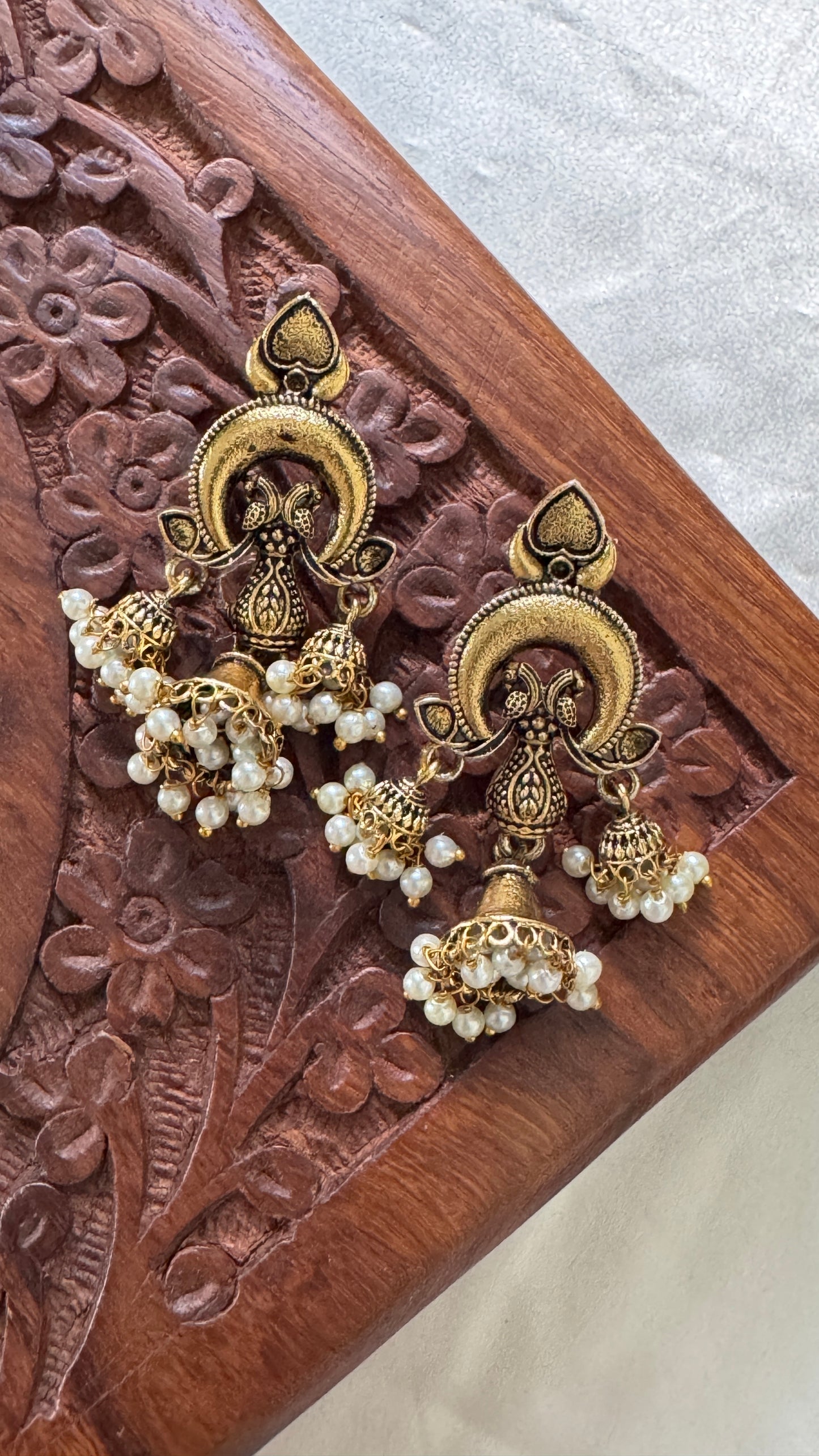 Gorgeous Designer Hangings Set - Gold with Pearl drops