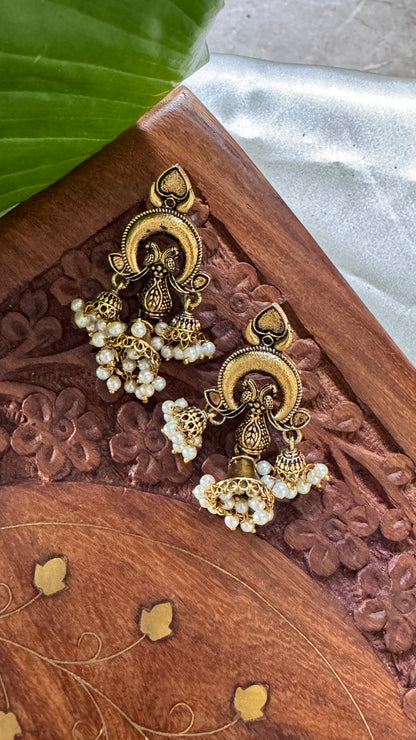 Gorgeous Designer Hangings Set - Gold with Pearl drops