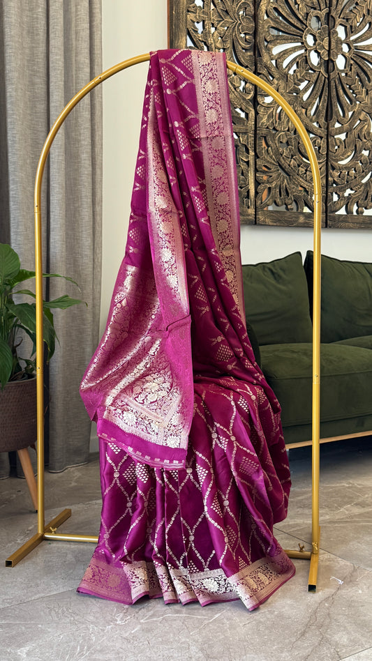 Mashru Silk Banarasi Sarees - Wine
