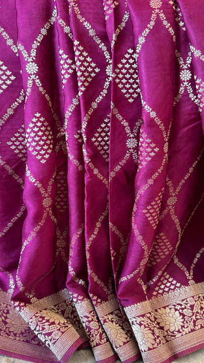 Mashru Silk Banarasi Sarees - Wine