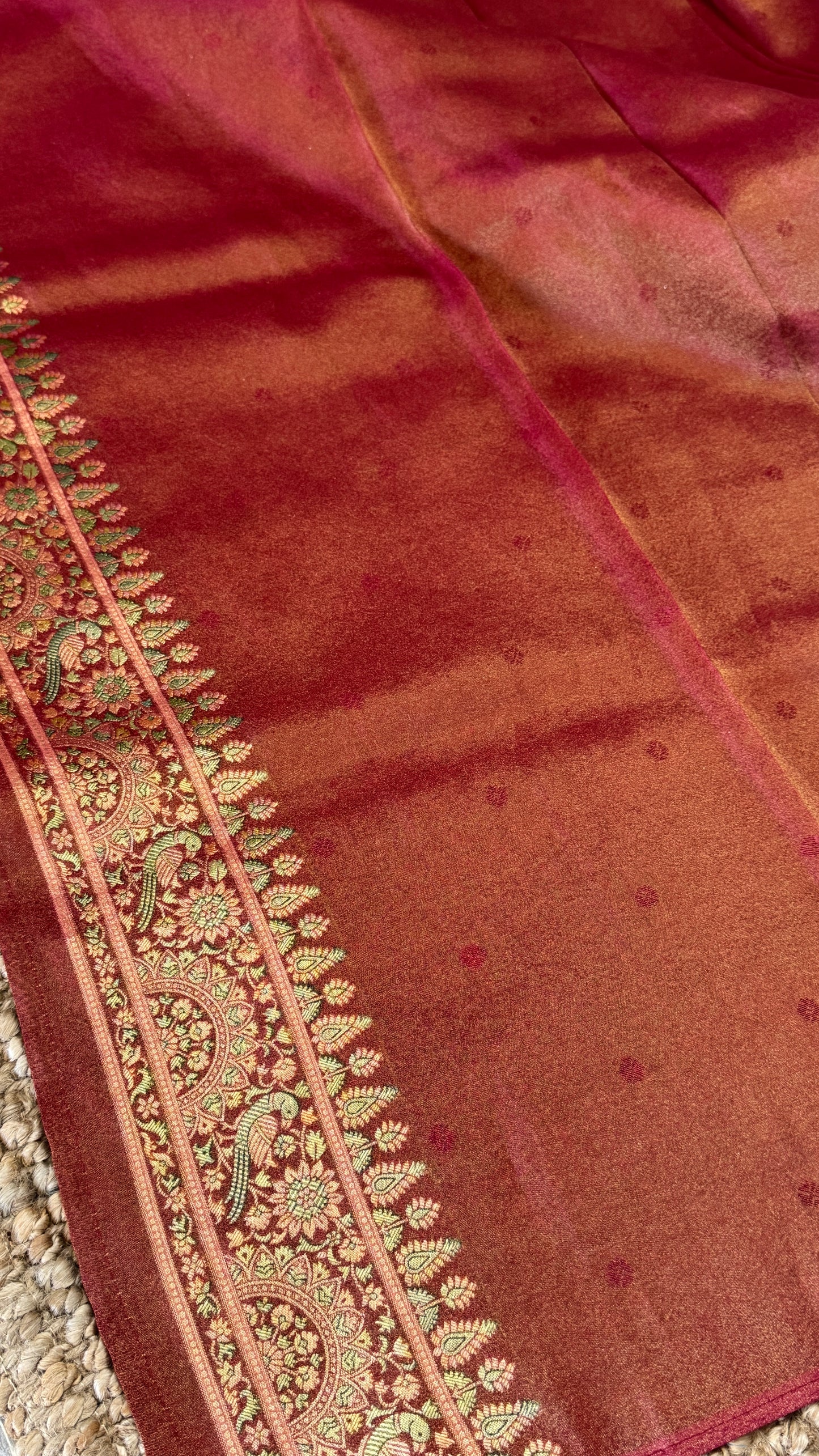 Soft Tissue Kashmiri Pashmina Saree - Nude