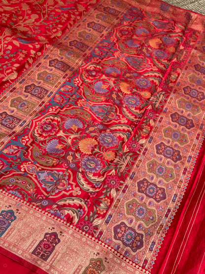 Soft Silk Banarasi Sarees with Meenakari Detailing - Red