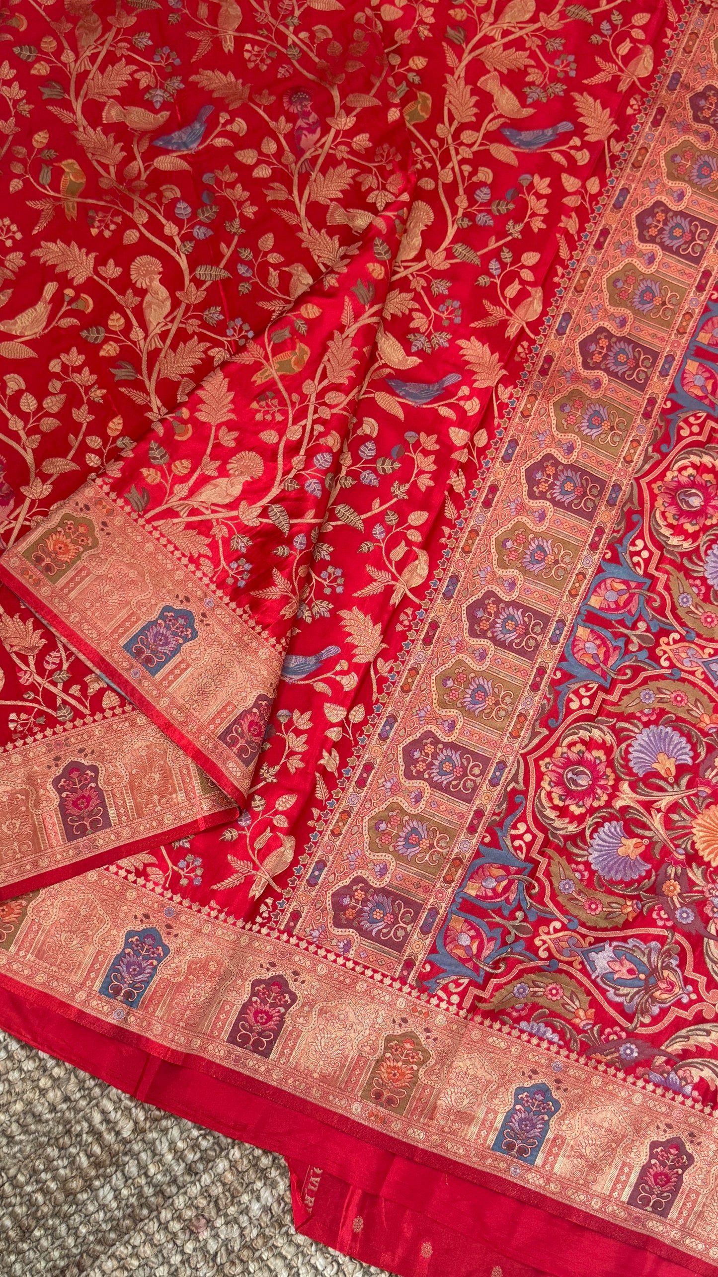 Soft Silk Banarasi Sarees with Meenakari Detailing - Red