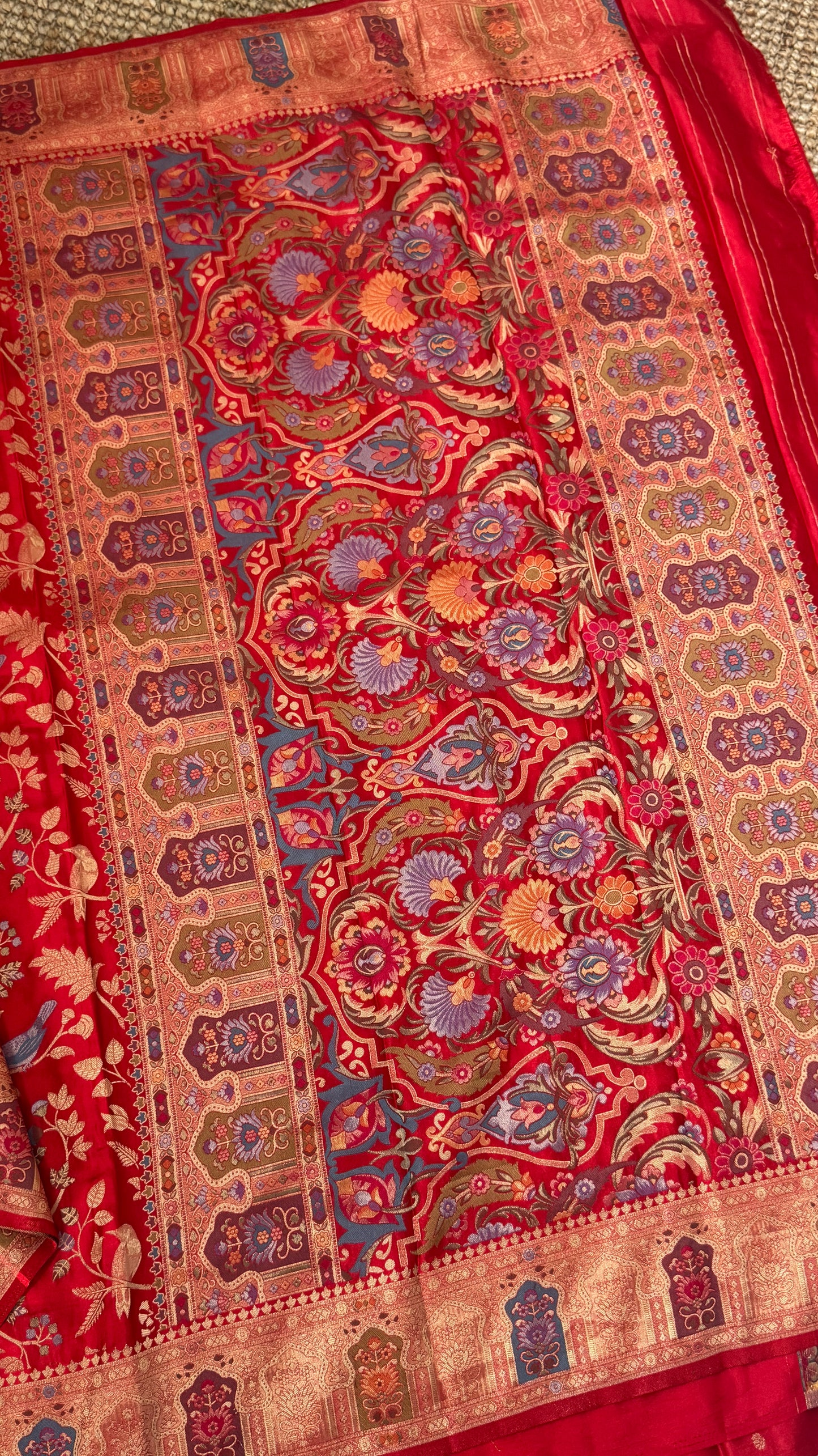 Soft Silk Banarasi Sarees with Meenakari Detailing - Red