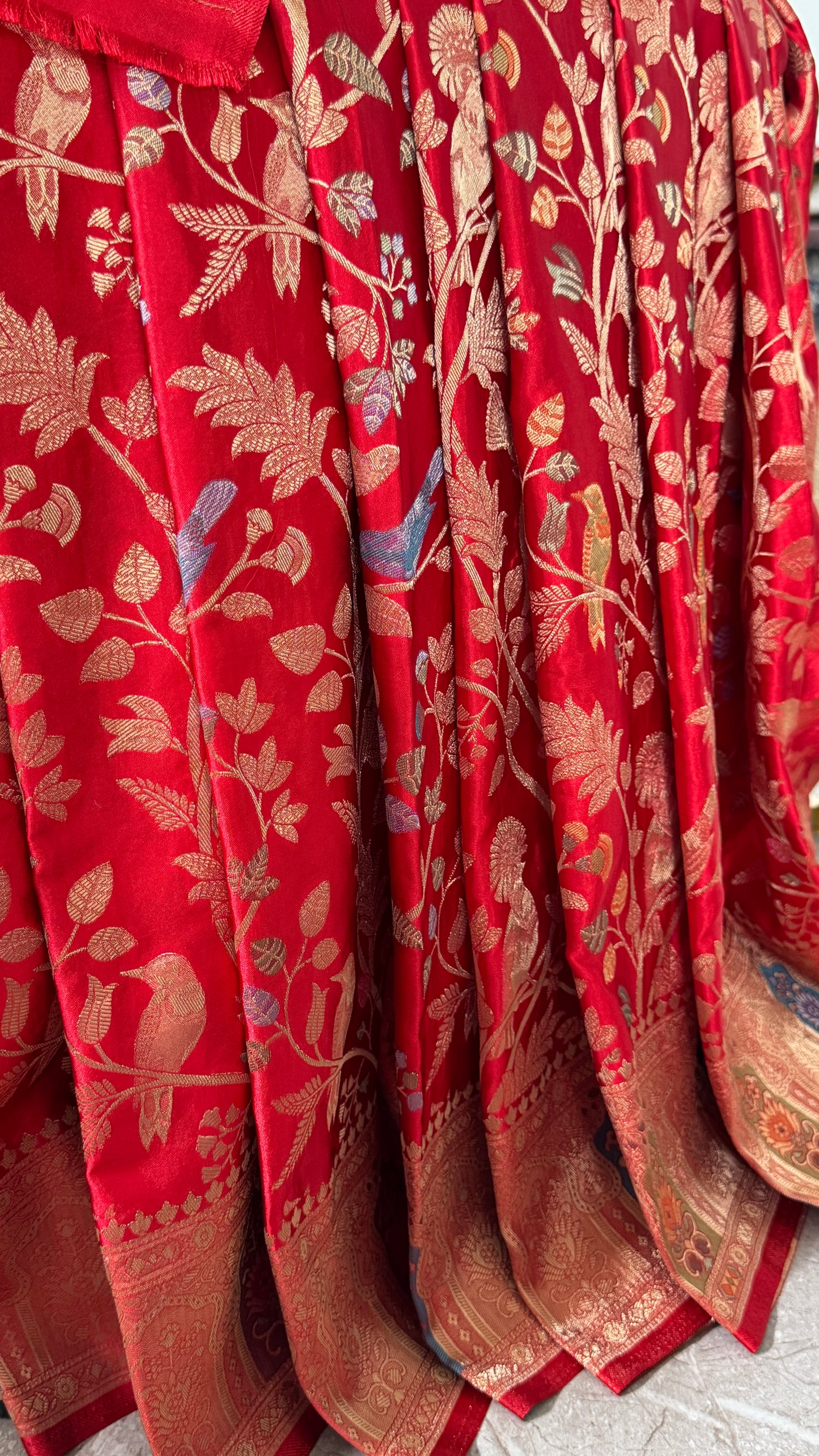 Soft Silk Banarasi Sarees with Meenakari Detailing - Red