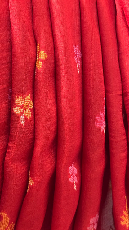 Tussar Raw Silk Handloom – Red