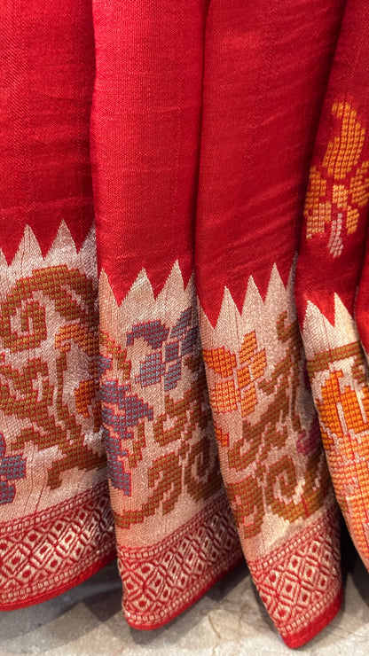 Tussar Raw Silk Handloom – Red