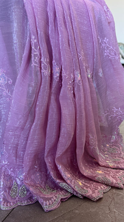 Party Wear Saree - Baby Pink